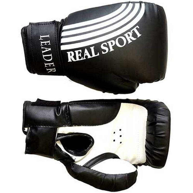 Фото Боксерские перчатки Real Sport Leader черный 8 oz