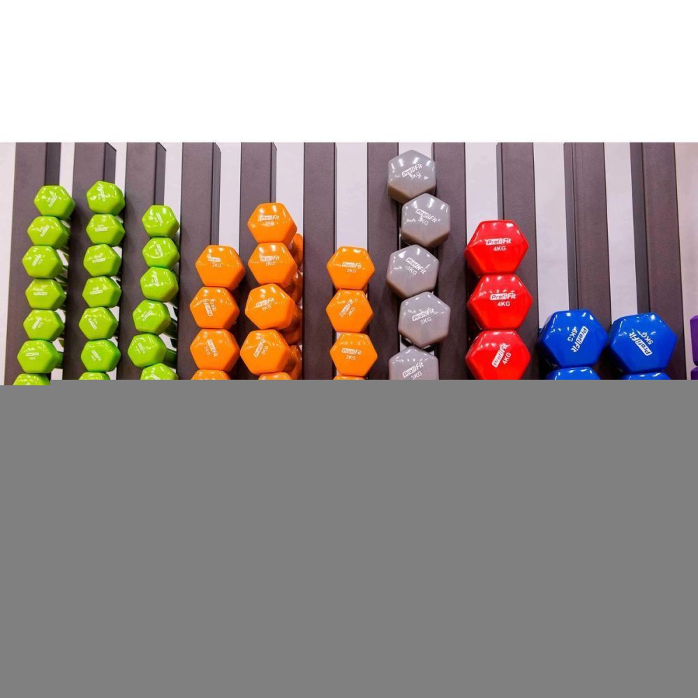 Гантель в виниловой оболочке, шестигранник PROFI-FIT 4 кг, красная