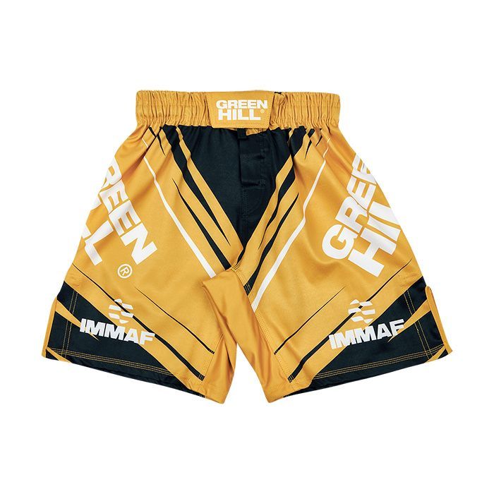 Фотографии Шорты Green Hill MMA SHORT IMMAF approved MMI-4022, черно-золотой