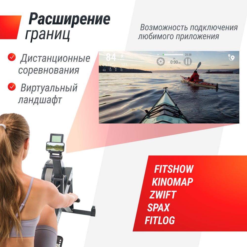 Гребной тренажер UNIX Fit  аэродинамическая нагрузка / Air Rower-X черный