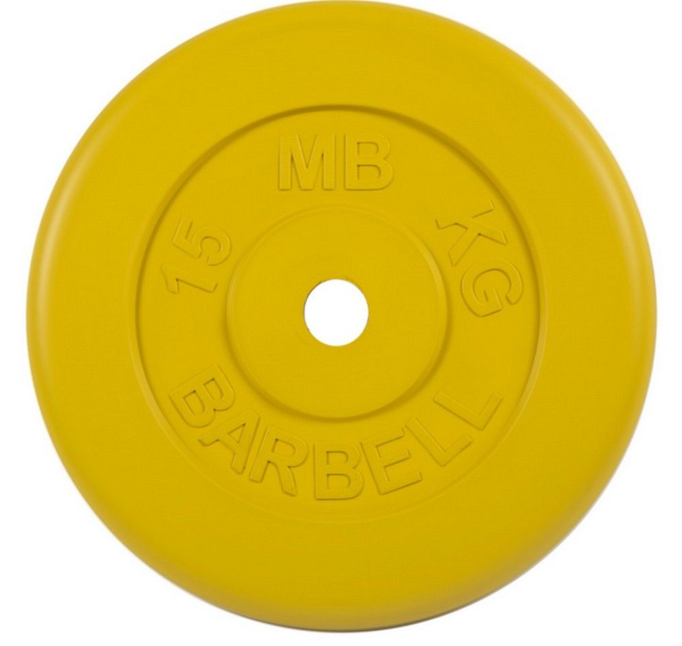 Диск обрезиненный d31мм MB Barbell MB-PltC31-15 15 кг желтый