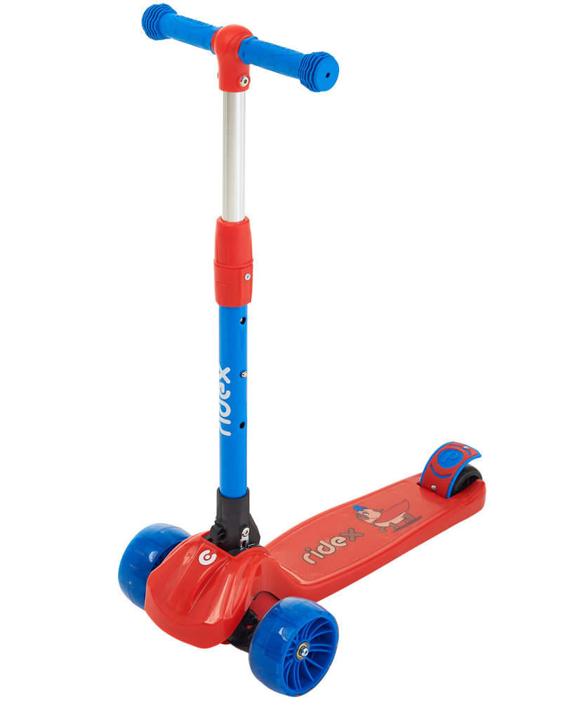 Фото Самокат 3-колесный Juicy R 120/80 мм, красный/синий