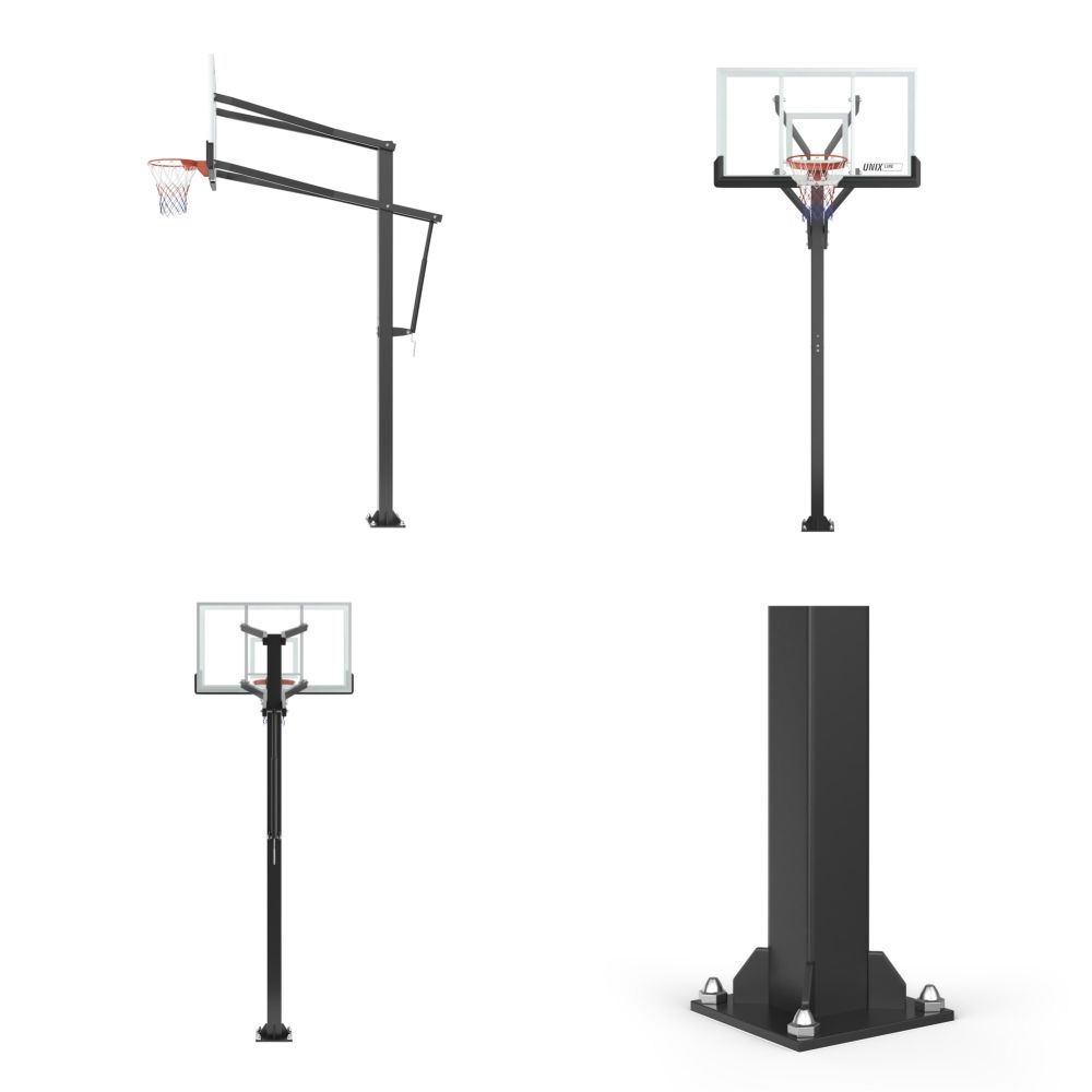 Фотографии Баскетбольная стойка стационарная UNIX Line B-Stand-TG PRO 72"x42" (180 х 105 см) R45 H230-305 см