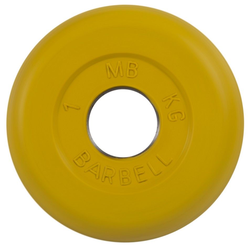 Фото Диск обрезиненный d26мм MB Barbell MB-PltC26-1 1 кг желтый