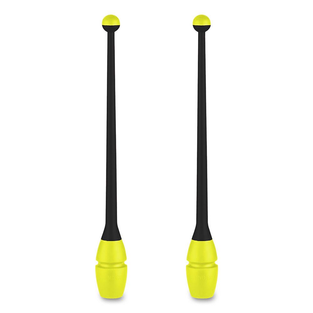 Фотографии Булавы для художественной гимнастики Indigo 41 см, пластик, каучук, 2шт IN018-BKL черный-лаймовый