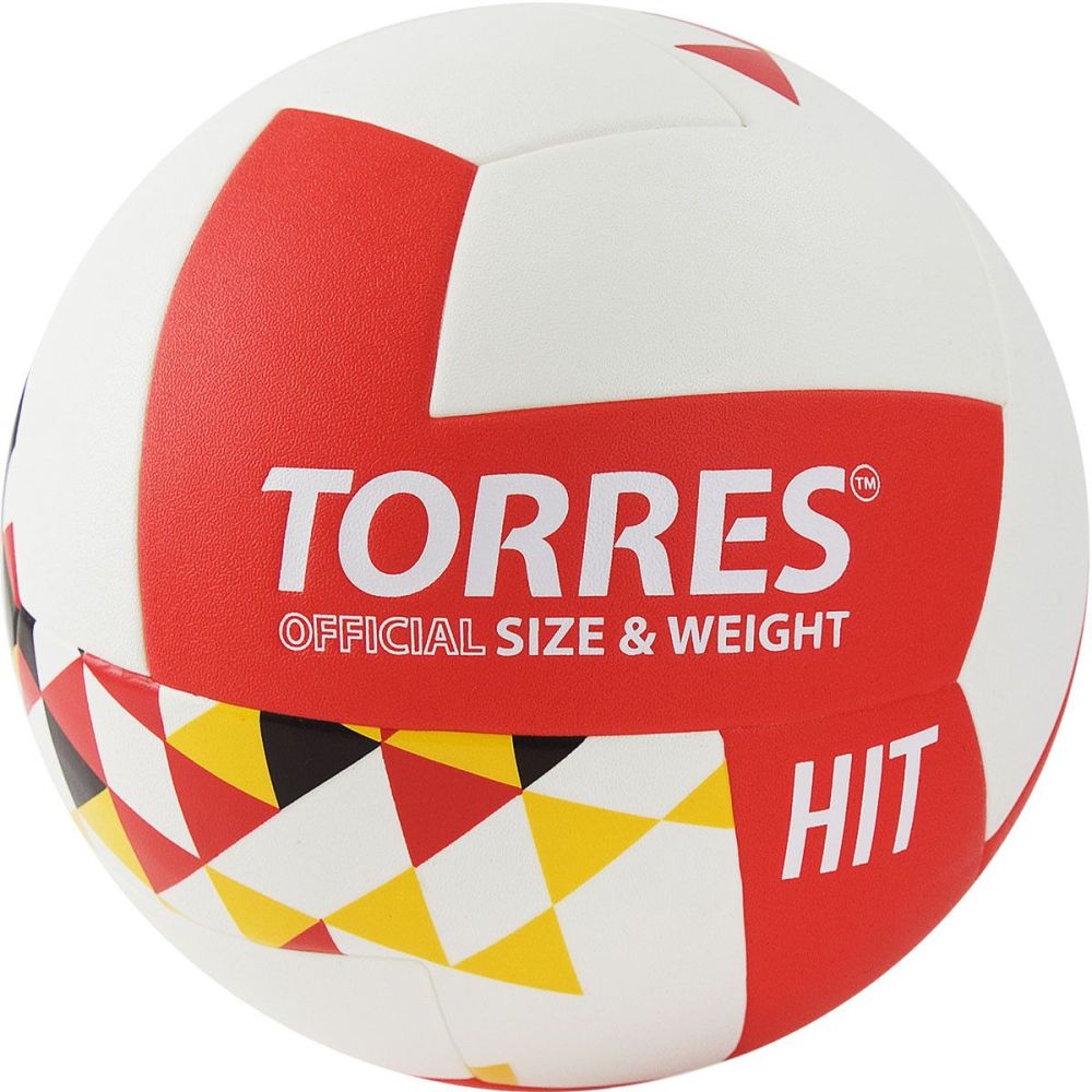 Фото Мяч волейбольный Torres Hit V32055 р.5 бело-красно-мультколор