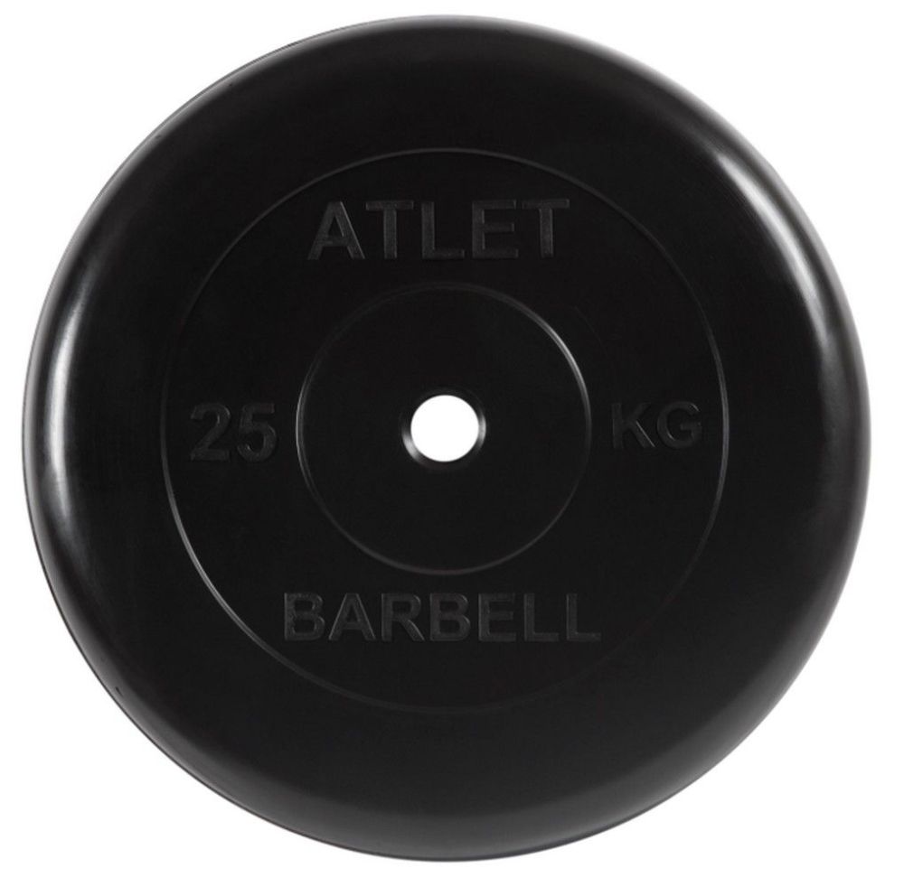 Фото Диск обрезиненный d31мм MB Barbell Atlet 25кг черный MB-AtletB31-25