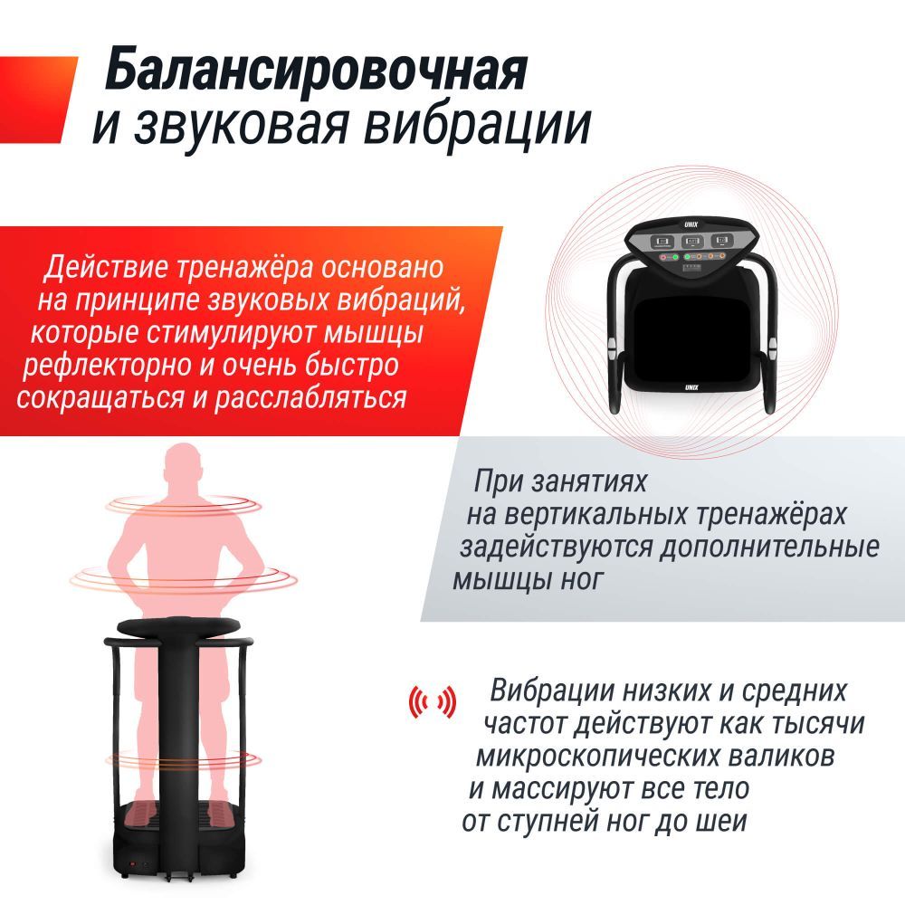 Виброплатформа UNIX Fit вертикальная / Improve 2 in 1 Black