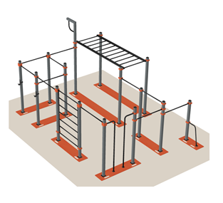 Фото W-1.2 Островной модуль турников с брусьями мобильный