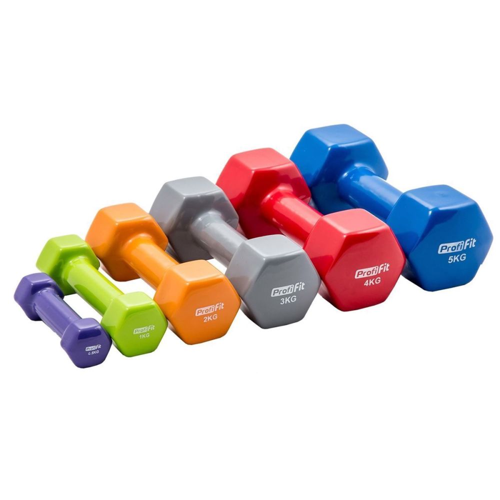 Фото Гантель в виниловой оболочке, шестигранник PROFI-FIT 4 кг, красная