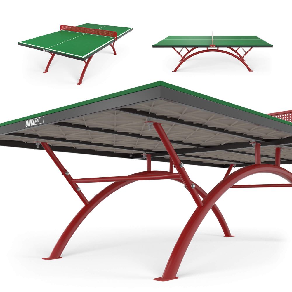 Фотографии Антивандальный теннисный стол UNIX Line 14 mm SMC (Green/Red)