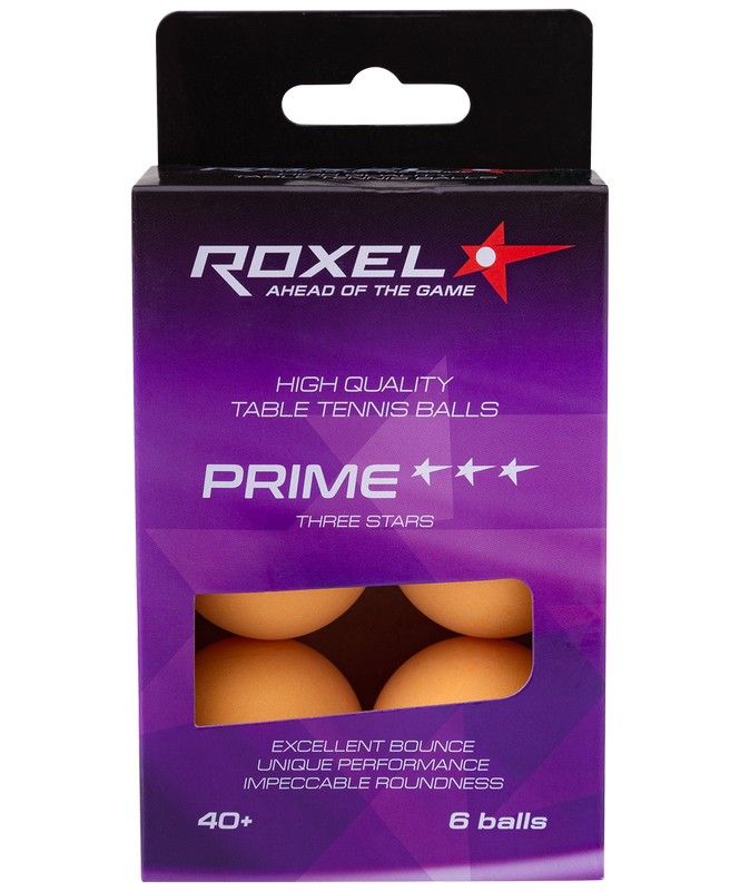 Фотографии Мячи для настольного тенниса Roxel 3* Prime, 6 шт, оранжевый