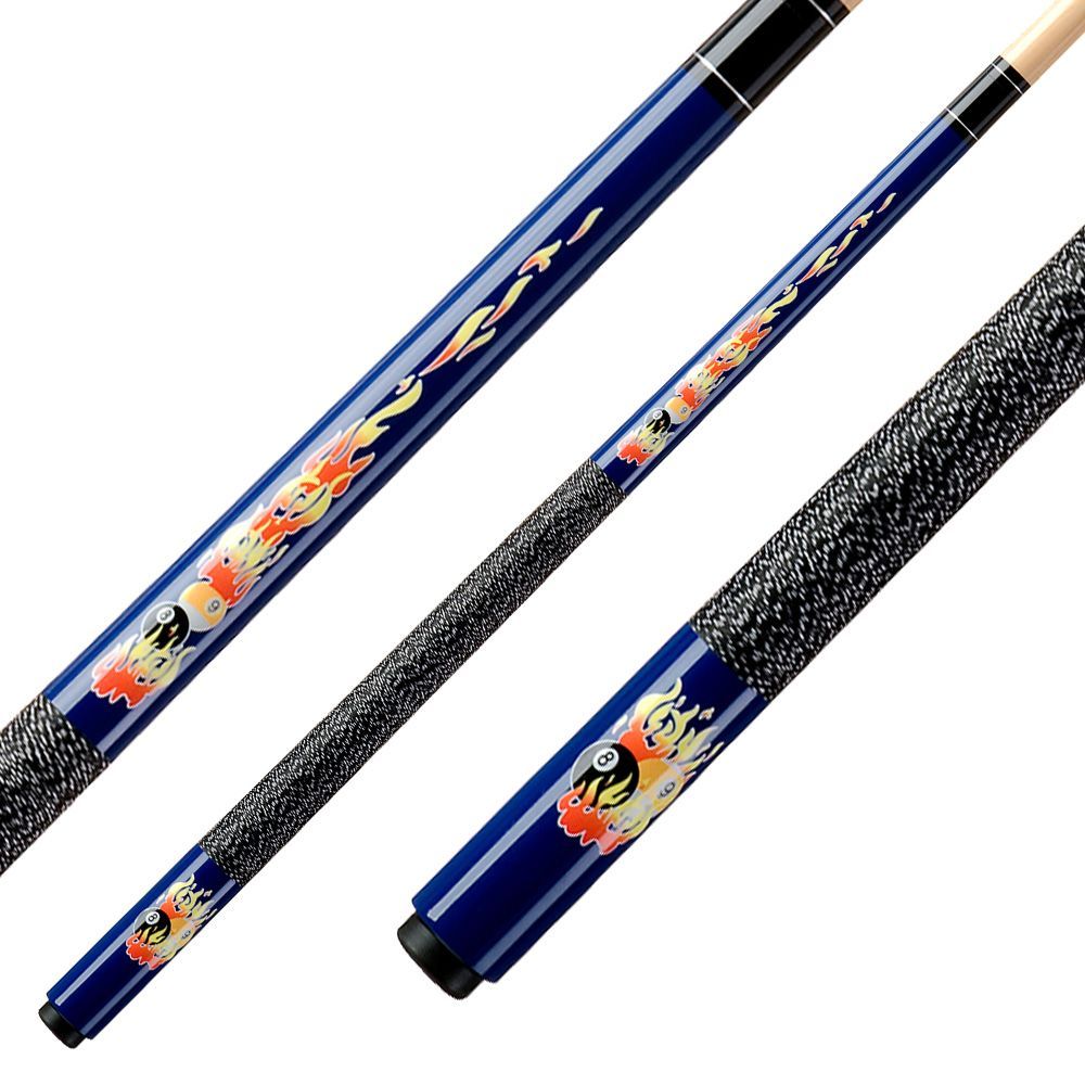 Фотографии Кий для пула 2-pc "Kids Classic Flames CF-01" (синий) 123 см с оплеткой ирландский лен