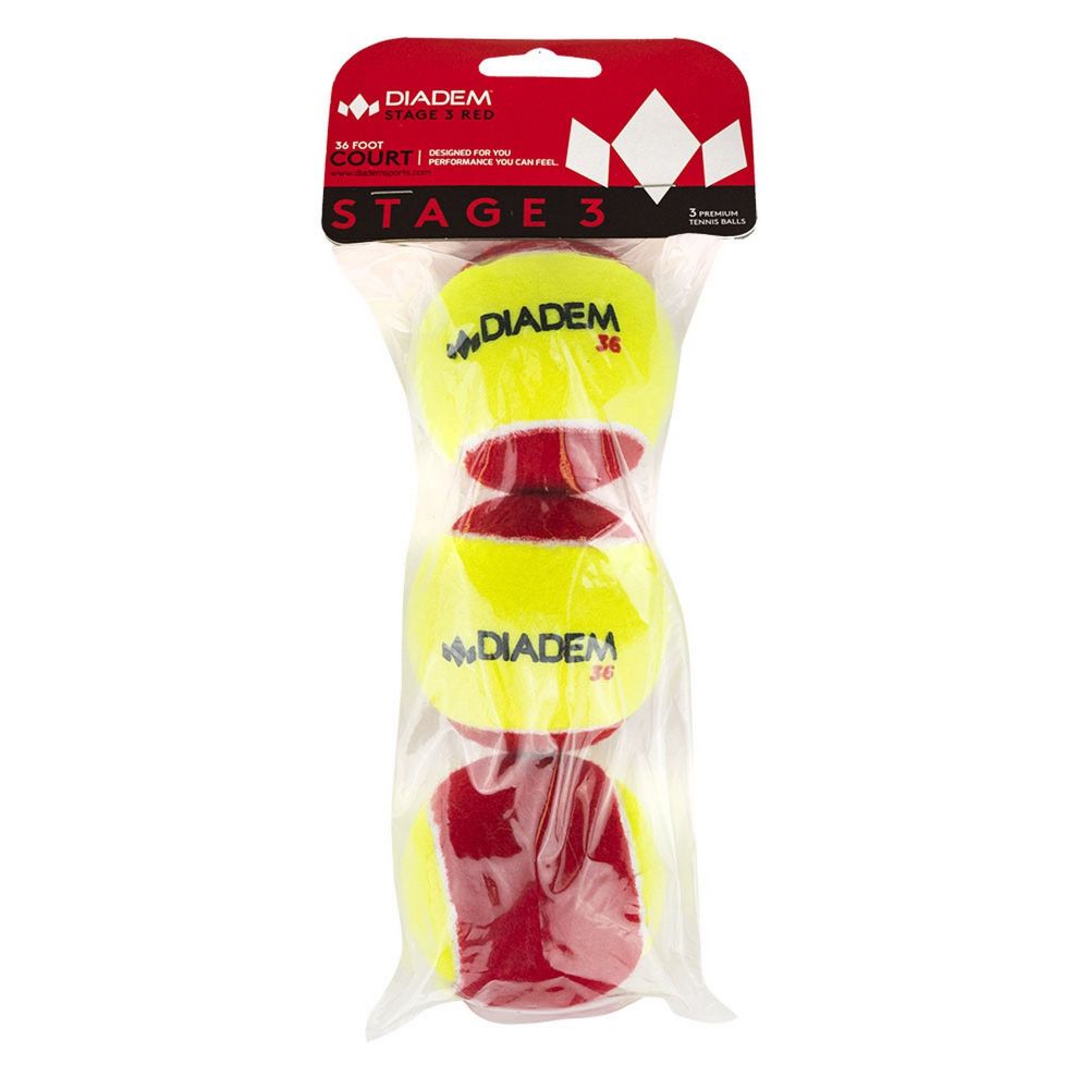 Фотографии Мяч теннисный детский Diadem Stage 3 Red Ball 3шт, фетр BALL-CASE-RED желто-красный