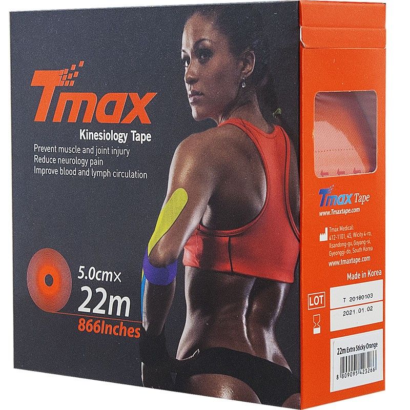Фотографии Тейп кинезиологический Tmax 22m Extra Sticky Orange оранжевый