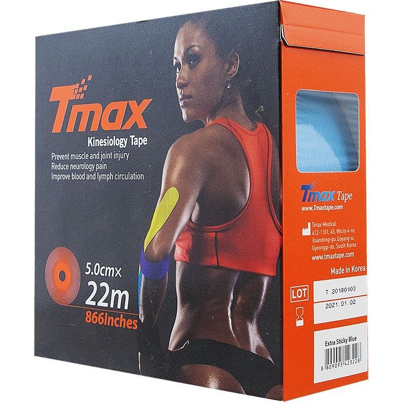 Фотографии Тейп кинезиологический Tmax 22m Extra Sticky Blue голубой