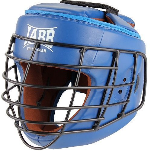 Фото Шлем для рукопашного боя с защитной маской (иск.кожа) Jabb JE-6012, синий, размер