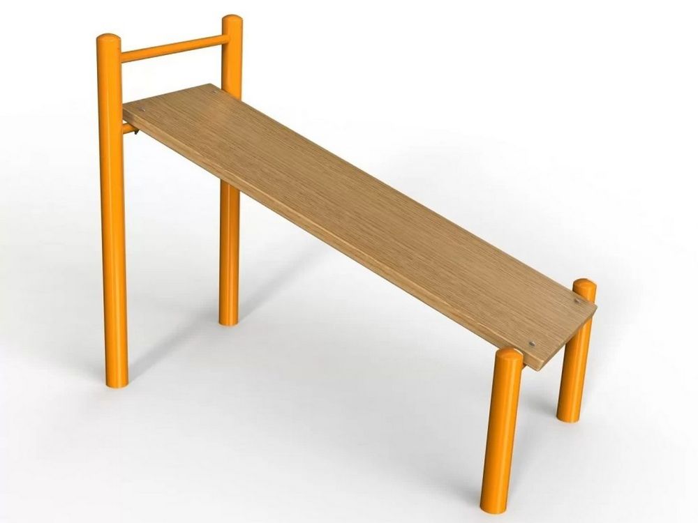 Фотографии Лавочка Воркаут для пресса с уклоном и перекладиной Pioner A17353