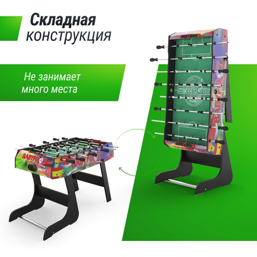 Фотографии Игровой стол складной UNIX Line Футбол - Кикер (122х61 cм) Color